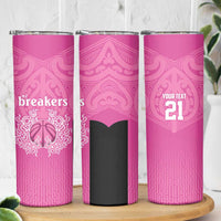 New Zealand Custom Skinny Tumbler Fire Basketball Maori Tribal Pink LT9 - Polynesian Pride
