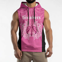New Zealand Custom Sleeveless Hoodie Fire Basketball Maori Tribal Pink LT9 - Polynesian Pride