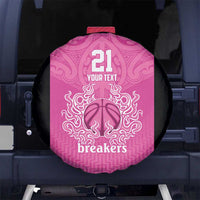New Zealand Custom Spare Tire Cover Fire Basketball Maori Tribal Pink LT9 No hole Pink - Polynesian Pride