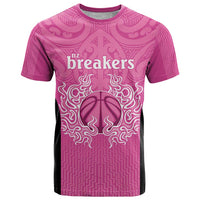 New Zealand Custom T Shirt Fire Basketball Maori Tribal Pink LT9 Pink - Polynesian Pride