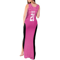 New Zealand Custom Tank Maxi Dress Fire Basketball Maori Tribal Pink LT9 - Polynesian Pride