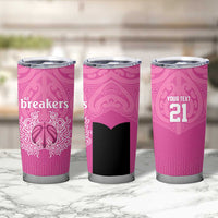 New Zealand Custom Tumbler Cup Fire Basketball Maori Tribal Pink LT9 - Polynesian Pride
