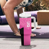 New Zealand Custom Tumbler With Handle Fire Basketball Maori Tribal Pink LT9 - Polynesian Pride