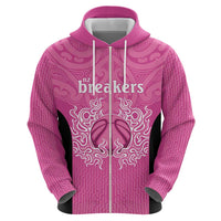 New Zealand Custom Zip Hoodie Fire Basketball Maori Tribal Pink LT9 - Polynesian Pride