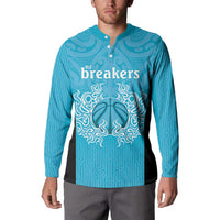 New Zealand Custom Button Sweatshirt Fire Basketball Maori Tribal Sky Blue - Polynesian Pride