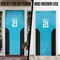 New Zealand Custom Door Cover Fire Basketball Maori Tribal Sky Blue LT9 - Polynesian Pride