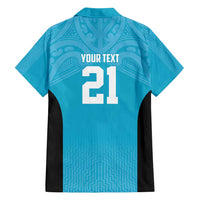 New Zealand Custom Family Matching Puletasi and Hawaiian Shirt Fire Basketball Maori Tribal Sky Blue - Polynesian Pride