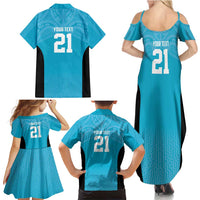 New Zealand Custom Family Matching Summer Maxi Dress and Hawaiian Shirt Fire Basketball Maori Tribal Sky Blue LT9 - Polynesian Pride