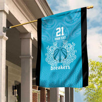 New Zealand Custom Garden Flag Fire Basketball Maori Tribal Sky Blue LT9 House Flag Blue - Polynesian Pride