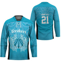New Zealand Custom Hockey Jersey Fire Basketball Maori Tribal Sky Blue LT9 - Polynesian Pride