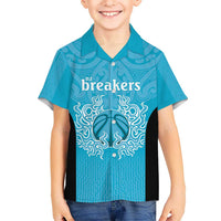 New Zealand Custom Kid Hawaiian Shirt Fire Basketball Maori Tribal Sky Blue LT9 Kid Blue - Polynesian Pride
