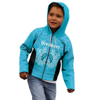 New Zealand Custom Kid Hoodie Fire Basketball Maori Tribal Sky Blue LT9 - Polynesian Pride