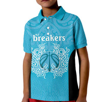 New Zealand Custom Kid Polo Shirt Fire Basketball Maori Tribal Sky Blue LT9 Kid Blue - Polynesian Pride