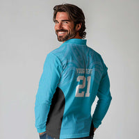 New Zealand Custom Long Sleeve Polo Shirt Fire Basketball Maori Tribal Sky Blue LT9 - Polynesian Pride