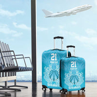 New Zealand Custom Luggage Cover Fire Basketball Maori Tribal Sky Blue - Polynesian Pride