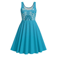 New Zealand Custom Midi Dress Fire Basketball Maori Tribal Sky Blue LT9 Blue - Polynesian Pride