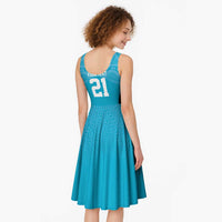 New Zealand Custom Midi Dress Fire Basketball Maori Tribal Sky Blue LT9 - Polynesian Pride