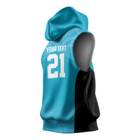 New Zealand Custom Sleeveless Hoodie Fire Basketball Maori Tribal Sky Blue LT9 - Polynesian Pride
