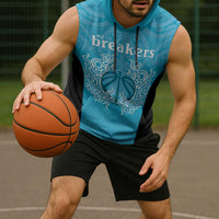 New Zealand Custom Sleeveless Hoodie Fire Basketball Maori Tribal Sky Blue LT9 - Polynesian Pride
