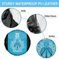 New Zealand Custom Spare Tire Cover Fire Basketball Maori Tribal Sky Blue LT9 - Polynesian Pride