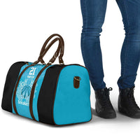 New Zealand Custom Travel Bag Fire Basketball Maori Tribal Sky Blue LT9 - Polynesian Pride