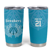 New Zealand Custom Tumbler Cup Fire Basketball Maori Tribal Sky Blue LT9 Blue - Polynesian Pride