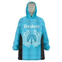 New Zealand Custom Wearable Blanket Hoodie Fire Basketball Maori Tribal Sky Blue LT9 One Size Blue - Polynesian Pride