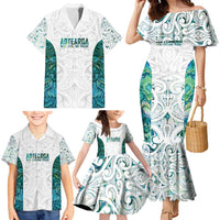 Custom New Zealand Aotearoa Family Matching Mermaid Dress and Hawaiian Shirt Green Maori Paua Shell Indigenous LT9 - Polynesian Pride