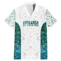 Custom New Zealand Aotearoa Family Matching Mermaid Dress and Hawaiian Shirt Green Maori Paua Shell Indigenous LT9 Dad's Shirt - Short Sleeve Green - Polynesian Pride