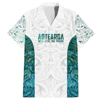 Custom New Zealand Aotearoa Family Matching Short Sleeve Bodycon Dress and Hawaiian Shirt Green Maori Paua Shell Indigenous LT9 Dad's Shirt - Short Sleeve Green - Polynesian Pride