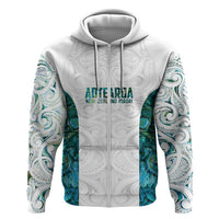 Custom New Zealand Aotearoa Hoodie Green Maori Paua Shell Indigenous - Polynesian Pride
