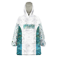Custom New Zealand Aotearoa Wearable Blanket Hoodie Green Maori Paua Shell Indigenous LT9 One Size Green - Polynesian Pride
