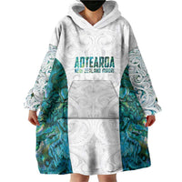 Custom New Zealand Aotearoa Wearable Blanket Hoodie Green Maori Paua Shell Indigenous LT9 - Polynesian Pride