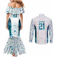 Custom New Zealand Aotearoa Couples Matching Mermaid Dress and Long Sleeve Button Shirt Maori Paua Shell Indigenous LT9 - Polynesian Pride
