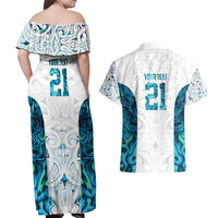 Custom New Zealand Aotearoa Couples Matching Off Shoulder Maxi Dress and Hawaiian Shirt Maori Paua Shell Indigenous LT9 - Polynesian Pride