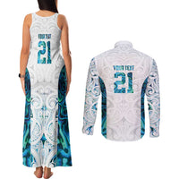 Custom New Zealand Aotearoa Couples Matching Tank Maxi Dress and Long Sleeve Button Shirt Maori Paua Shell Indigenous LT9 - Polynesian Pride