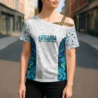 Custom New Zealand Aotearoa Cross Shoulder Shirt Maori Paua Shell Indigenous - Polynesian Pride