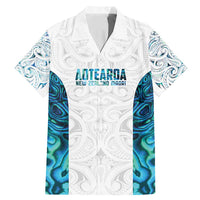Custom New Zealand Aotearoa Family Matching Mermaid Dress and Hawaiian Shirt Maori Paua Shell Indigenous LT9 Dad's Shirt - Short Sleeve Blue - Polynesian Pride