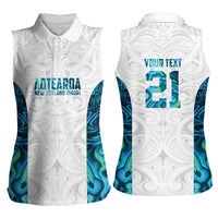 Custom New Zealand Aotearoa Women Sleeveless Polo Shirt Maori Paua Shell Indigenous LT9 - Polynesian Pride