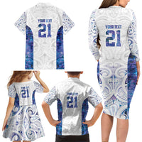 Custom New Zealand Aotearoa Family Matching Long Sleeve Bodycon Dress and Hawaiian Shirt Purple Maori Paua Shell Indigenous LT9 - Polynesian Pride
