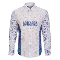 Custom New Zealand Aotearoa Family Matching Puletasi and Hawaiian Shirt Purple Maori Paua Shell Indigenous - Polynesian Pride