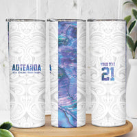 Custom New Zealand Aotearoa Skinny Tumbler Purple Maori Paua Shell Indigenous LT9 - Polynesian Pride