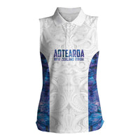 Custom New Zealand Aotearoa Women Sleeveless Polo Shirt Purple Maori Paua Shell Indigenous LT9 Female Purple - Polynesian Pride