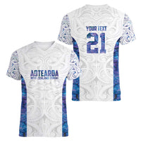 Custom New Zealand Aotearoa Women V-Neck T-Shirt Purple Maori Paua Shell Indigenous LT9 - Polynesian Pride