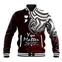Your Matter Suicide Prevention Baseball Jacket Red Polynesian Tribal LT9 Unisex Red - Polynesian Pride
