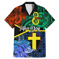 Tafea Day Family Matching Mermaid Dress and Hawaiian Shirt Vanuatu Sand Drawing With Polynesian Pattern LT9 Dad's Shirt - Short Sleeve Blue - Polynesian Pride