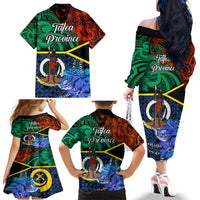 Tafea Day Family Matching Off Shoulder Long Sleeve Dress and Hawaiian Shirt Vanuatu Sand Drawing With Polynesian Pattern LT9 - Polynesian Pride