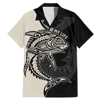 Personalised Polynesia Fishing Family Matching Mermaid Dress and Hawaiian Shirt With Maori Hei Matau Fish Hook Gold Art LT9 Dad's Shirt - Short Sleeve Gold - Polynesian Pride