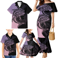 Personalised Polynesia Fishing Family Matching Mermaid Dress and Hawaiian Shirt With Maori Hei Matau Fish Hook Pastel Art LT9 - Polynesian Pride