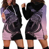 Personalised Polynesia Fishing Hoodie Dress With Maori Hei Matau Fish Hook Pastel Art LT9 - Polynesian Pride